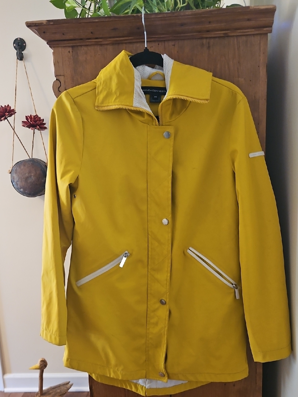 Very Cool French Connection Yellow Rain Jacket